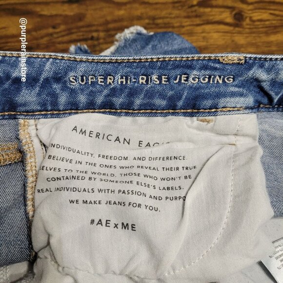 American Eagle Jeans 16 R Jegging Super Hi Rise Next Level Stretch Medium Light - Picture 5 of 13